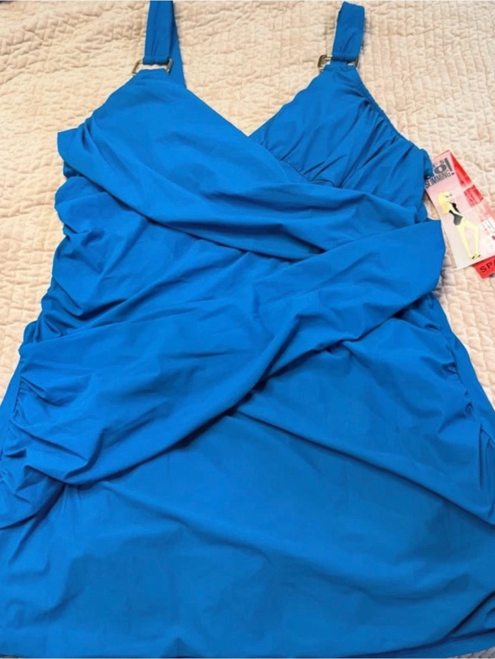 Spanx Whittle Waistline Blue Ruched Wrap-Front Women's Dress